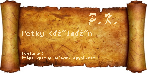 Petky Kálmán névjegykártya